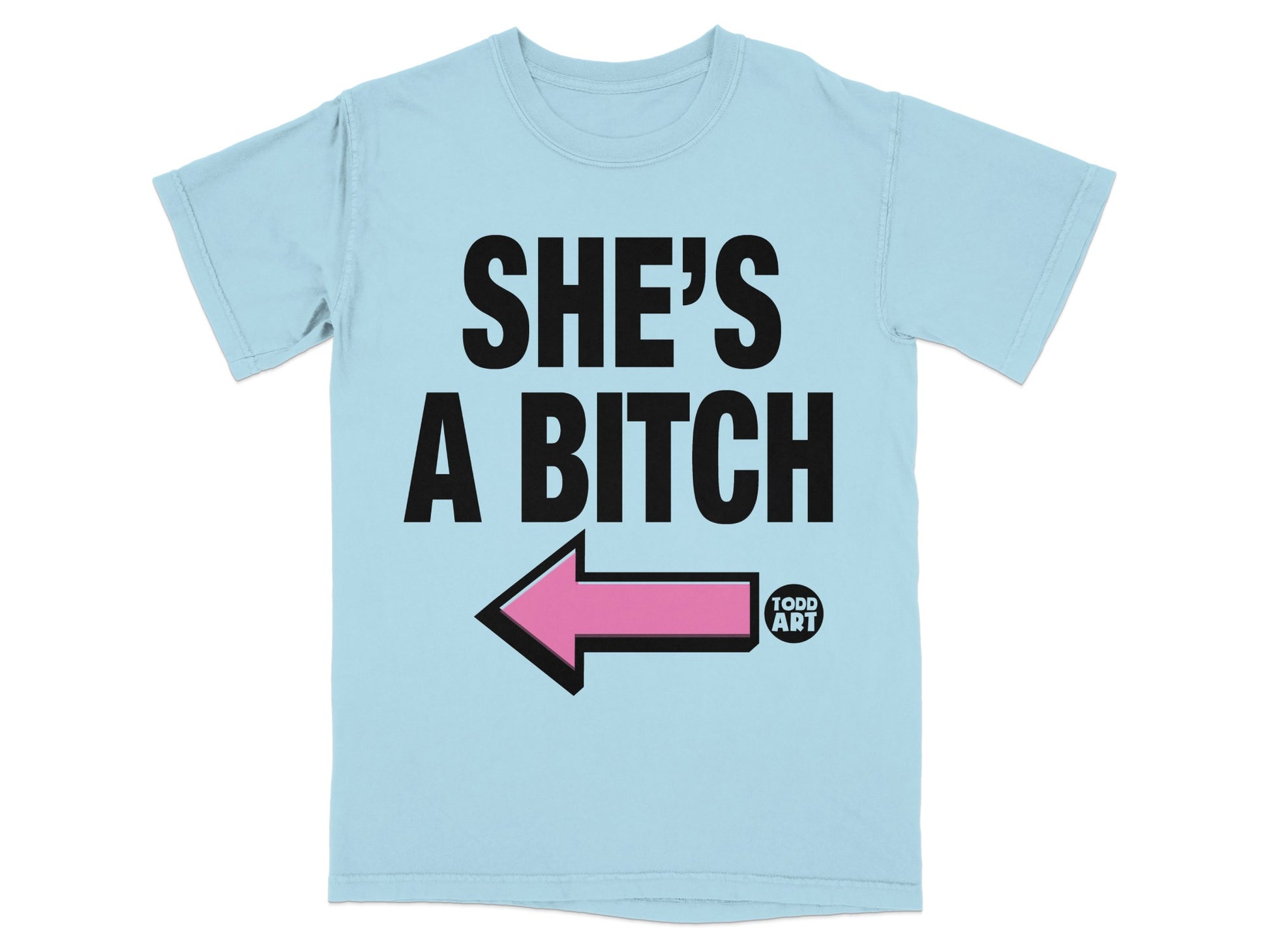 SHE'S A BITCH Funny Quote TODD ART Pointing Arrow product type