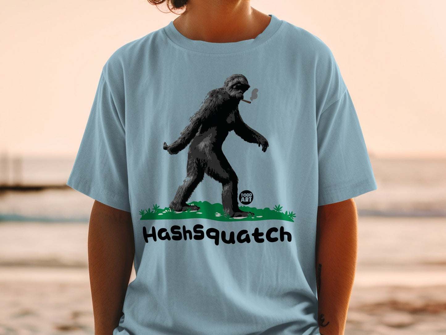 Hilarious HashSquatch Smoking Bigfoot Graphic T-Shirt