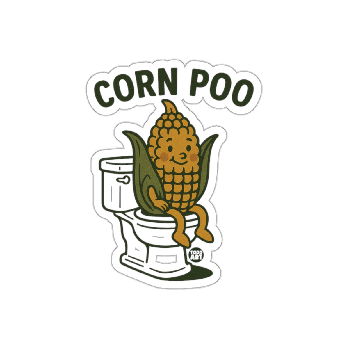 Quirky Corn Poo Toilet Humor Graphic Novelty sticker