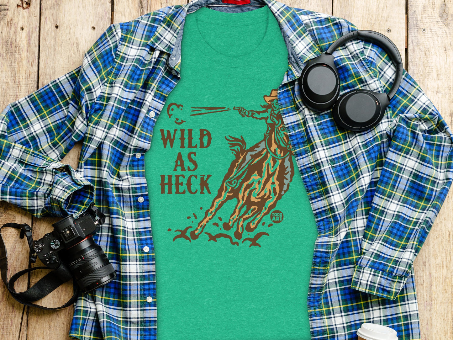 Wild As Heck Cowboy Graphic T-Shirt Unique Design