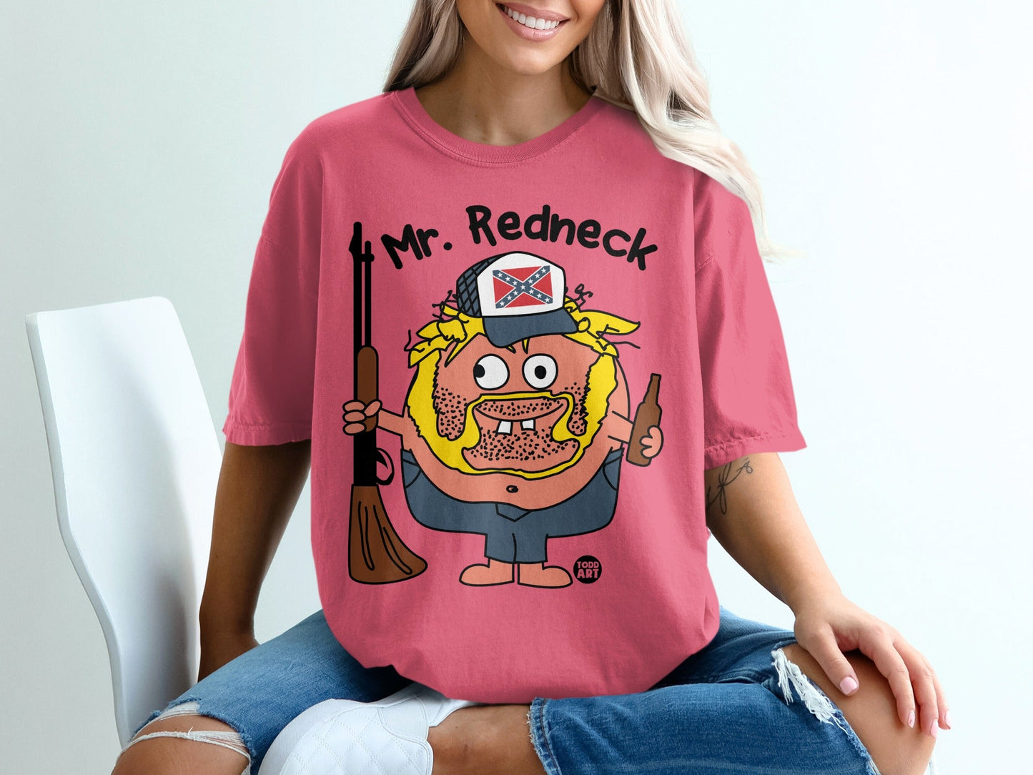 Mr. Redneck Cartoon Character Graphic T-Shirt