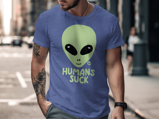 Funny Alien Humans Suck Graphic T-shirt