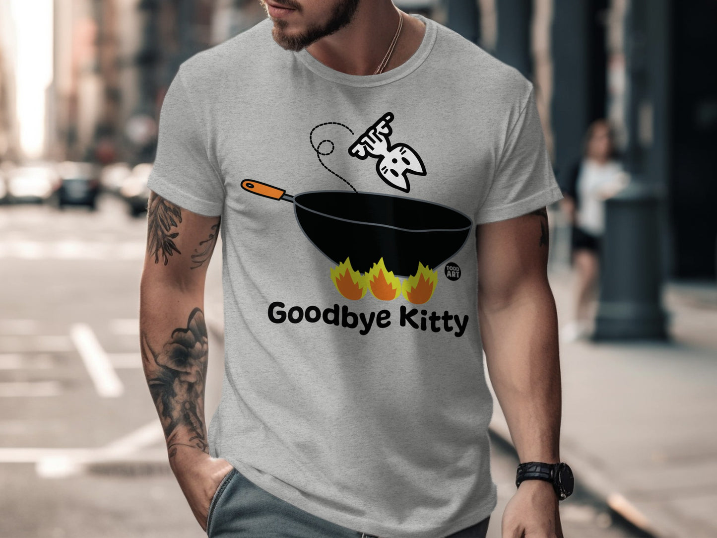 Funny Goodbye Kitty Graphic T-shirt for Men