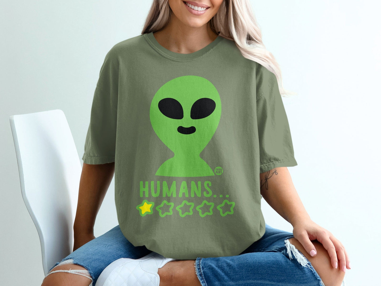 Alien Humans One Star Rating Funny T-Shirt