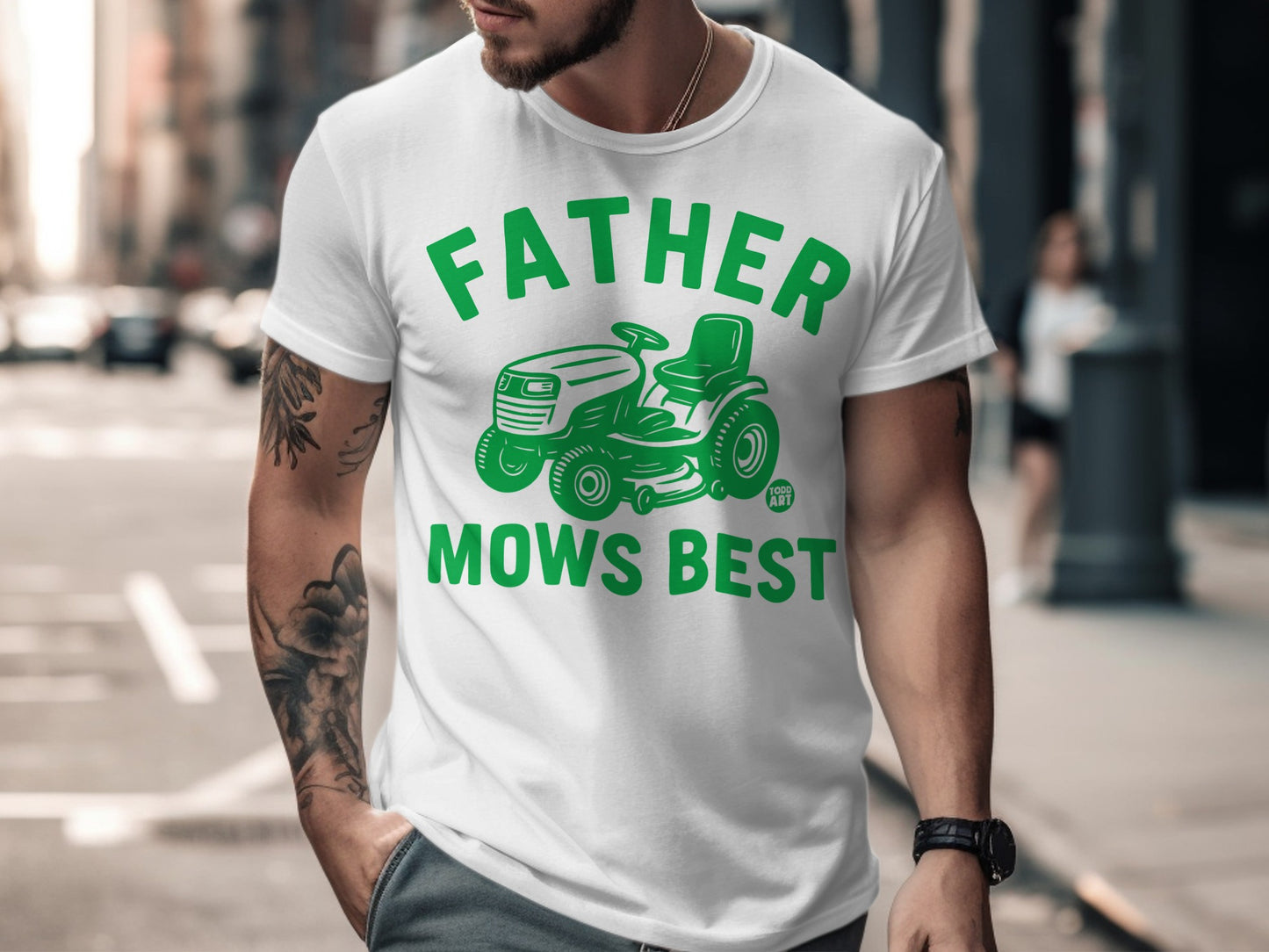 Father Mows Best Graphic T-shirt for Lawn Care Lovers