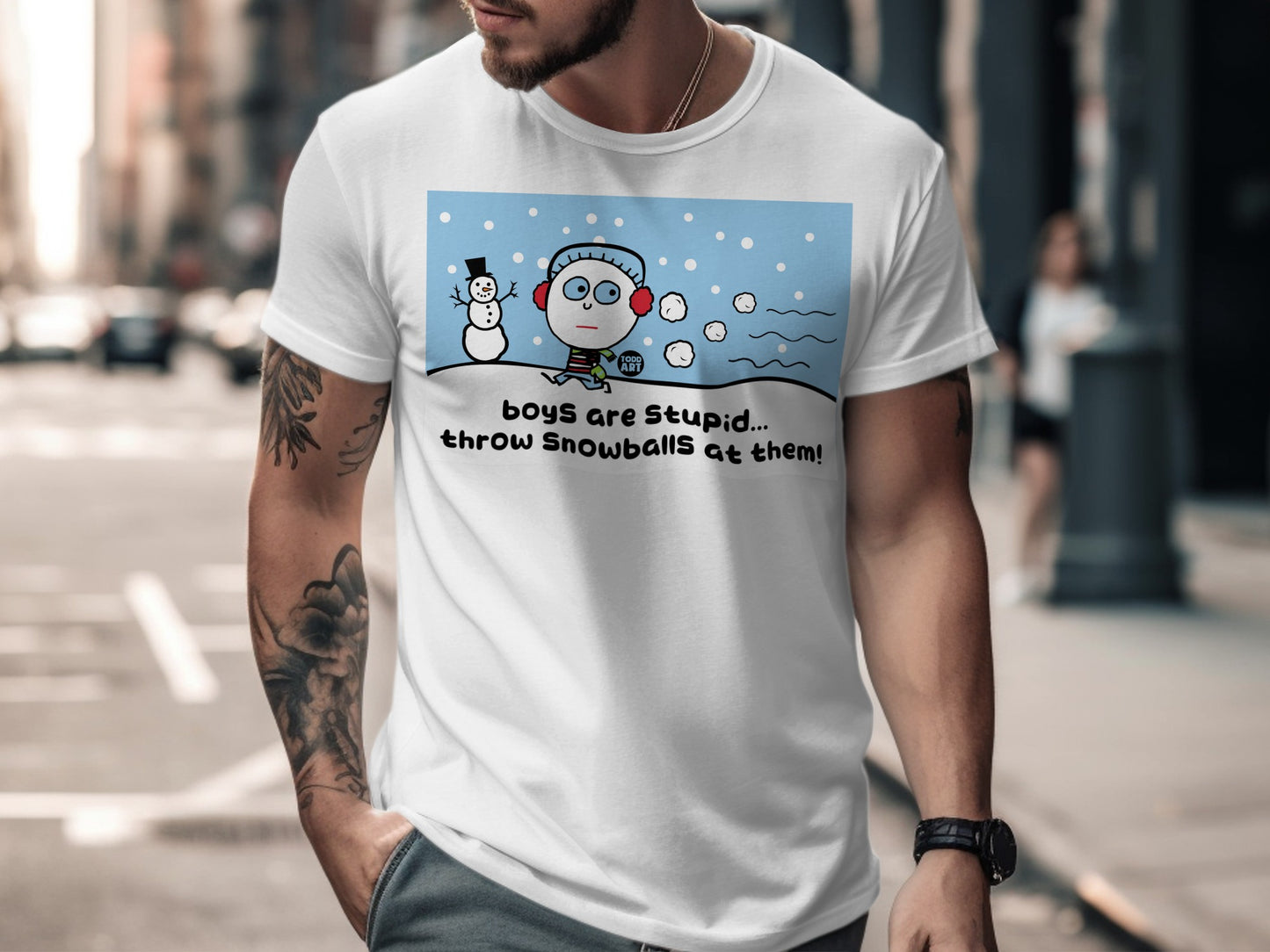 Boys Are Stupid Throw Snowballs at Them T-shirt