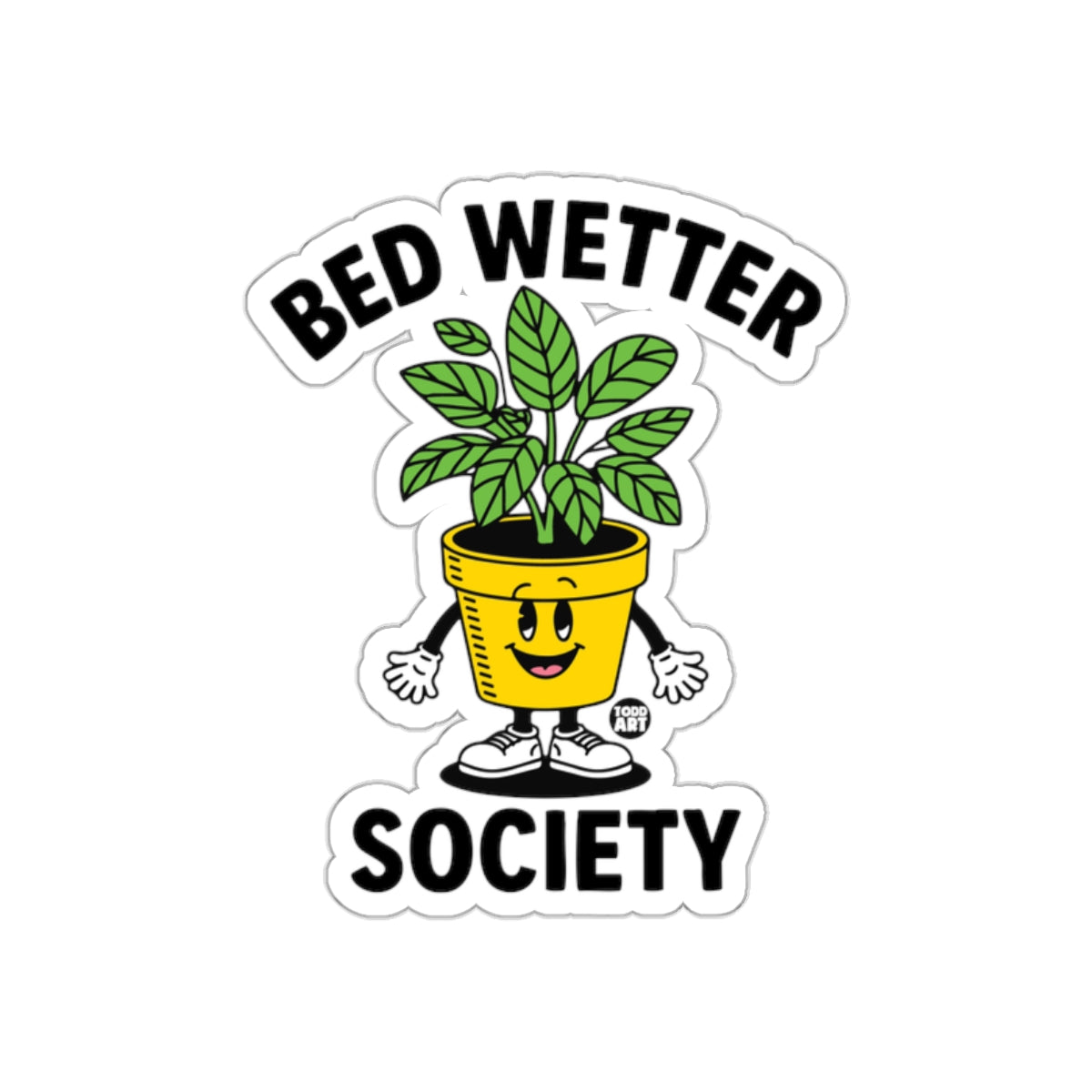 Bed Wetter Society Plant Pot Character Design sticker