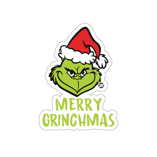 Merry Grinchmas Sticker with Santa Hat Design