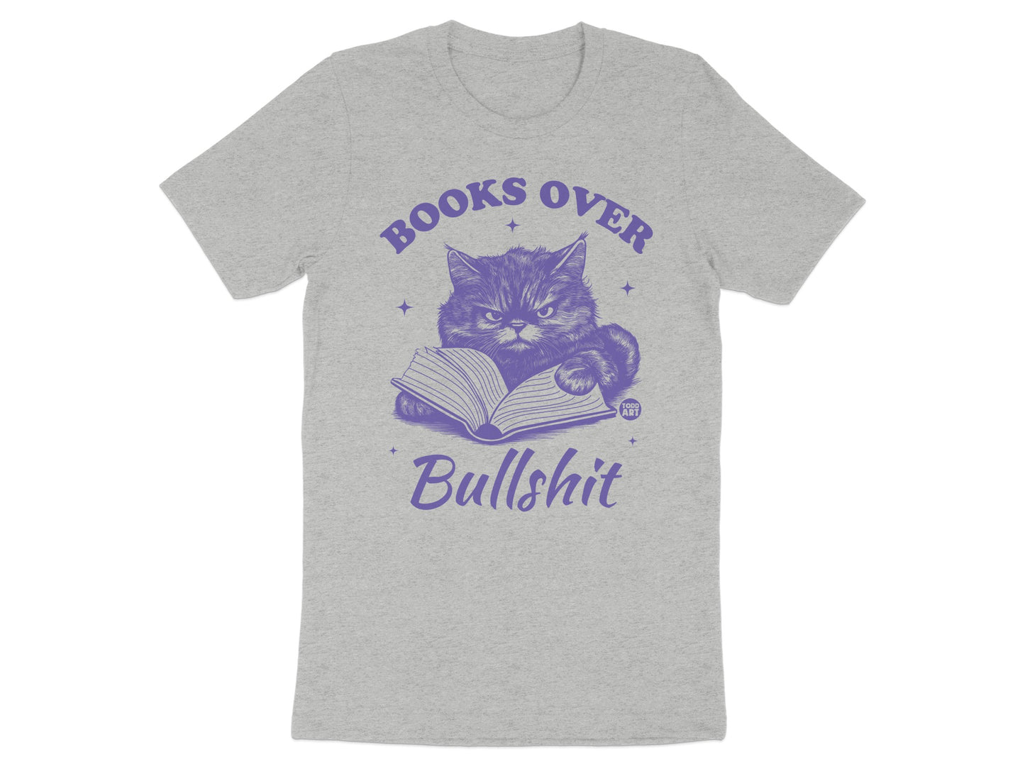 Books Over Bullshit Cat Design Funny Shirt
