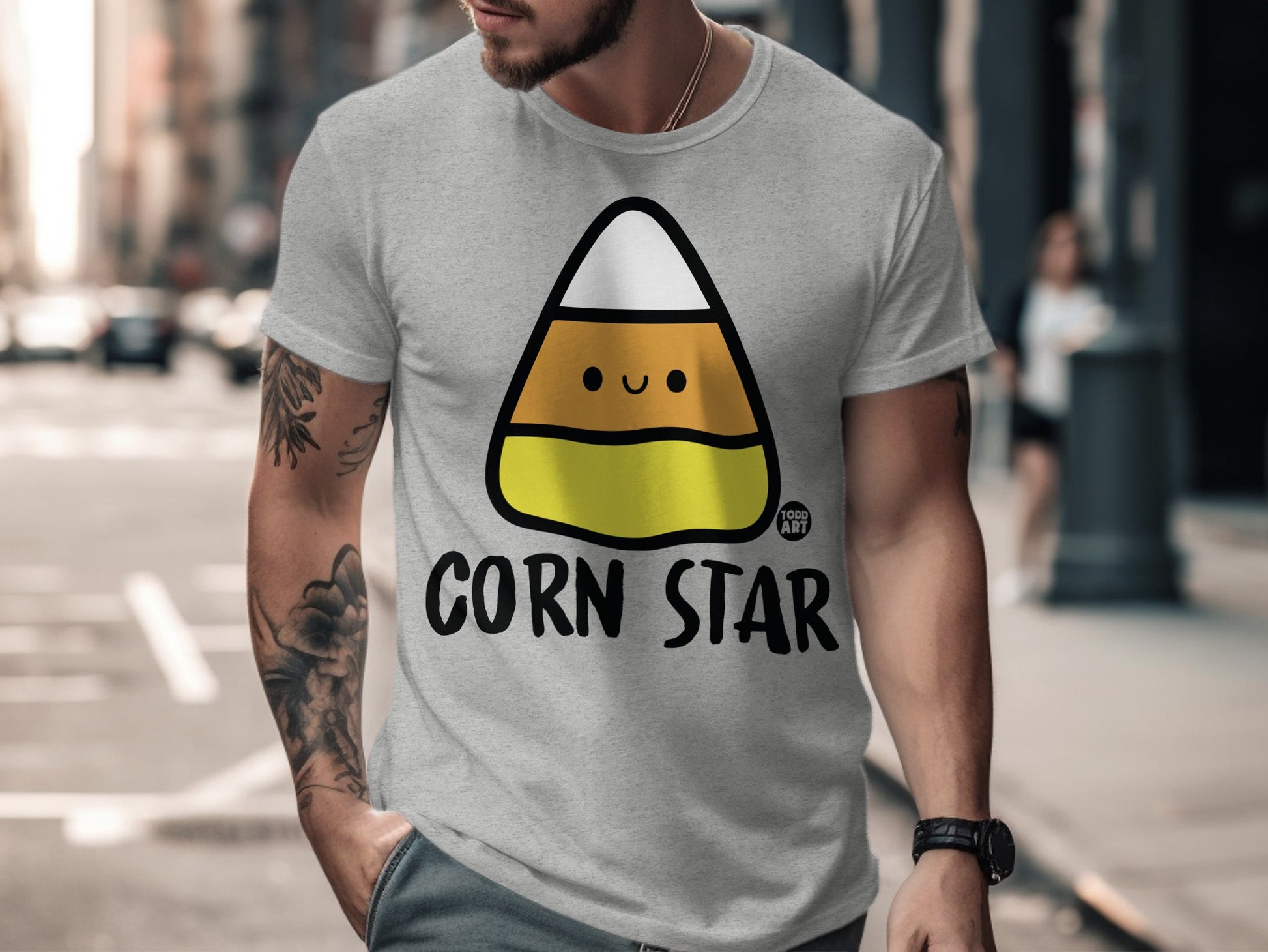 Funny Corn Star Graphic Tee Shirt for Halloween