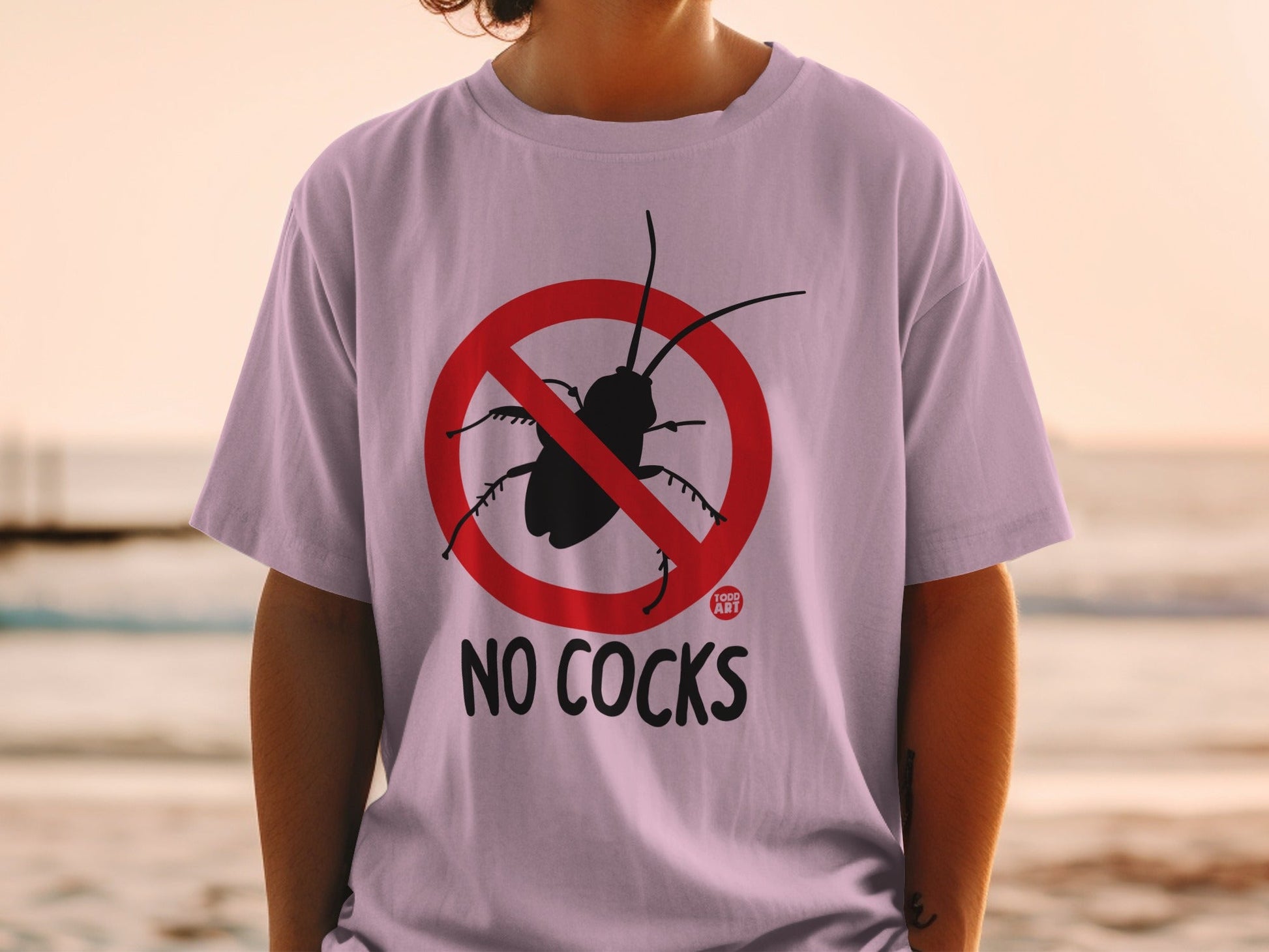No Cocks Insect Free Zone Graphic T-Shirt