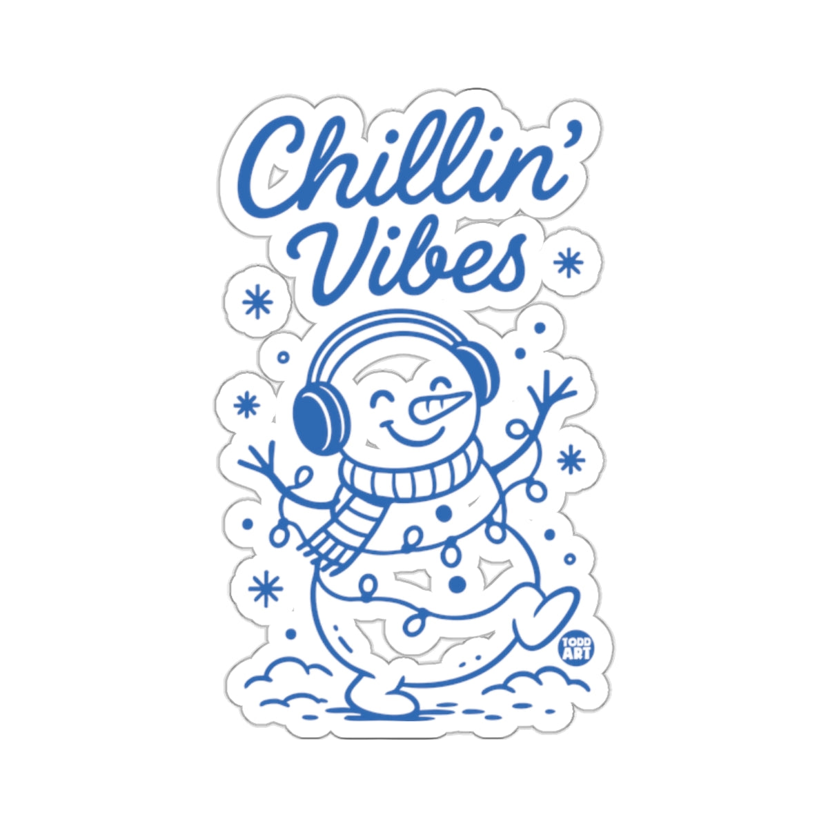 Chillin' Vibes Snowman Headphones Scarf Winter Fun 