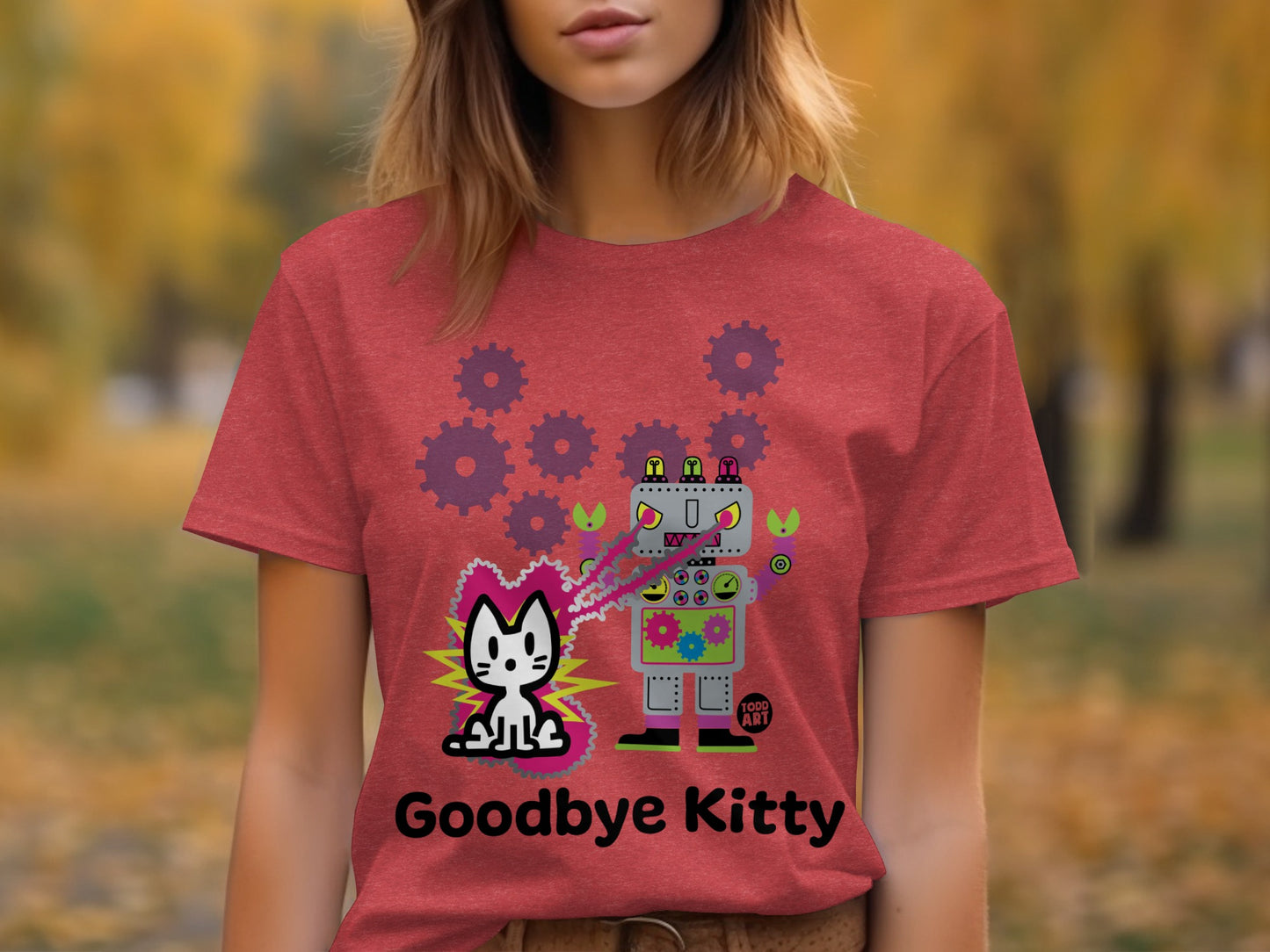 Goodbye Kitty Robot Themed Graphic T-shirt