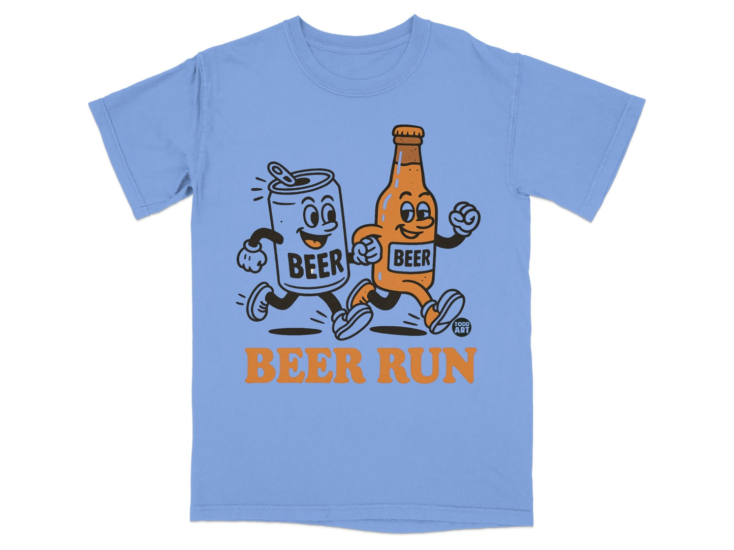 Vintage Beer Run Graphic T-Shirt Fun Drinking Shirt
