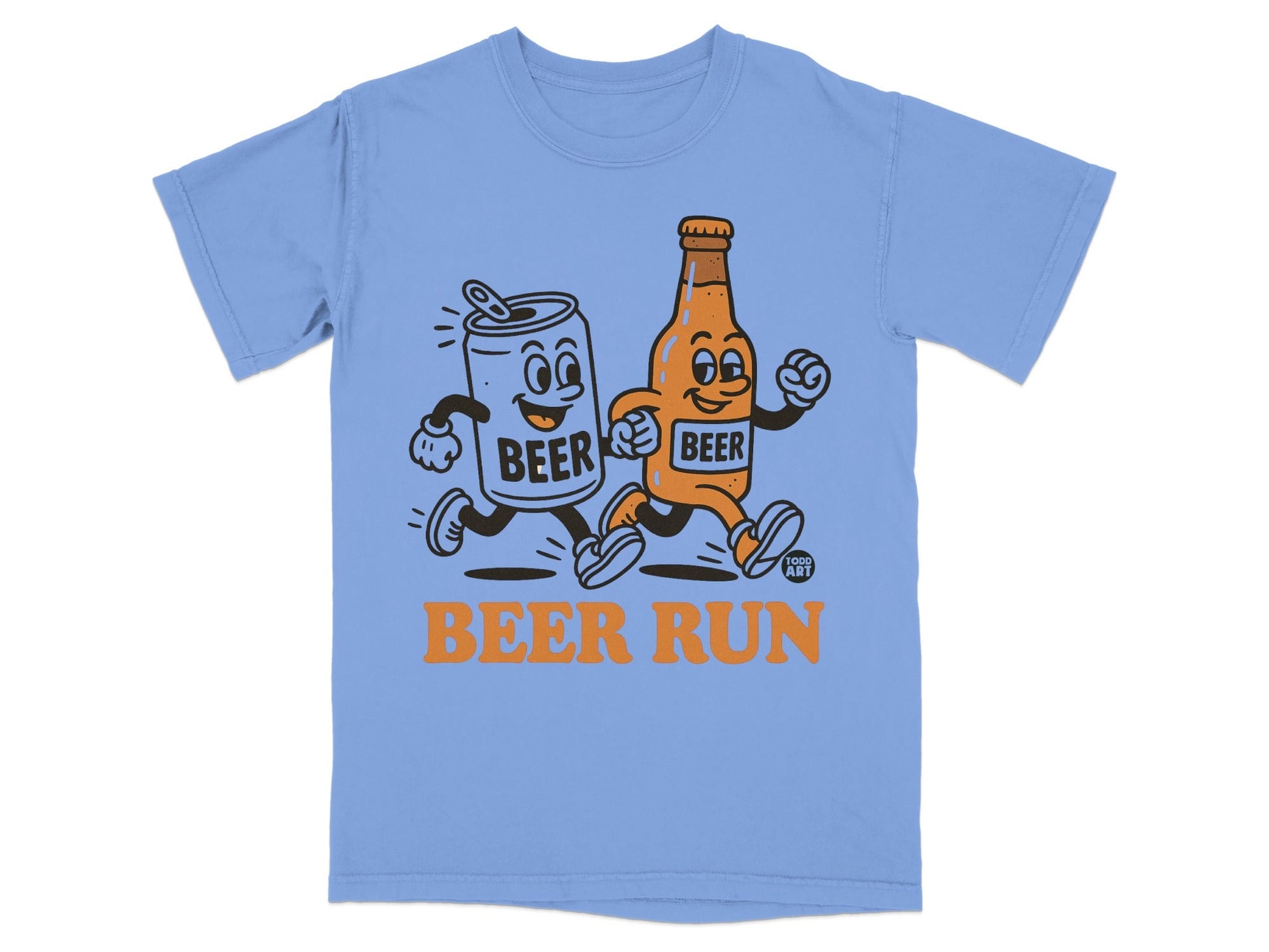 Vintage Beer Run Graphic T-Shirt Fun Drinking Shirt