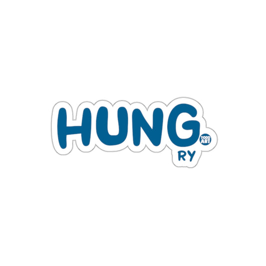 HUNGRY Blue Food Art Sticker Trendy Cool Design