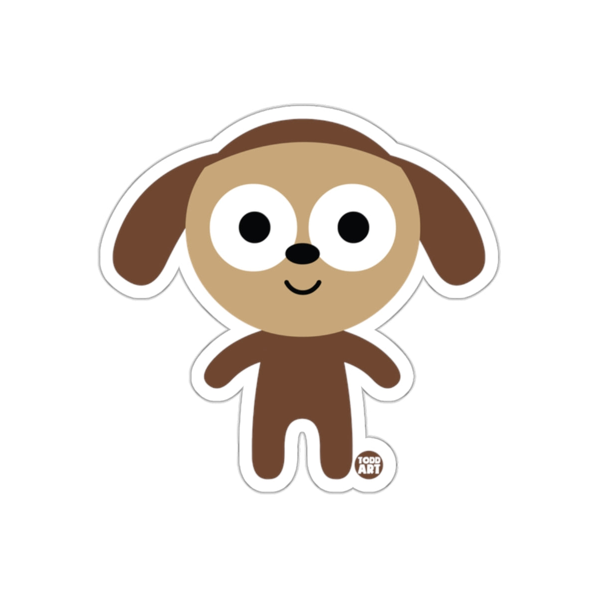 Cute Cartoon Brown Dog with Large Eyes Sticker