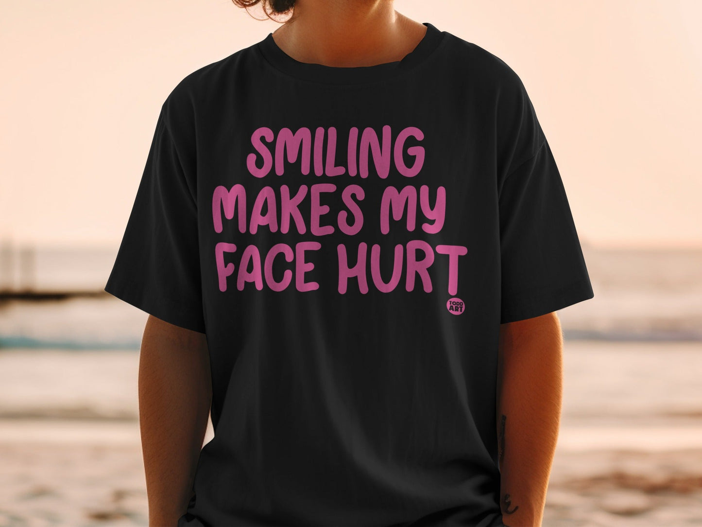 Smiling Makes My Face Hurt Funny Graphic T-Shirt