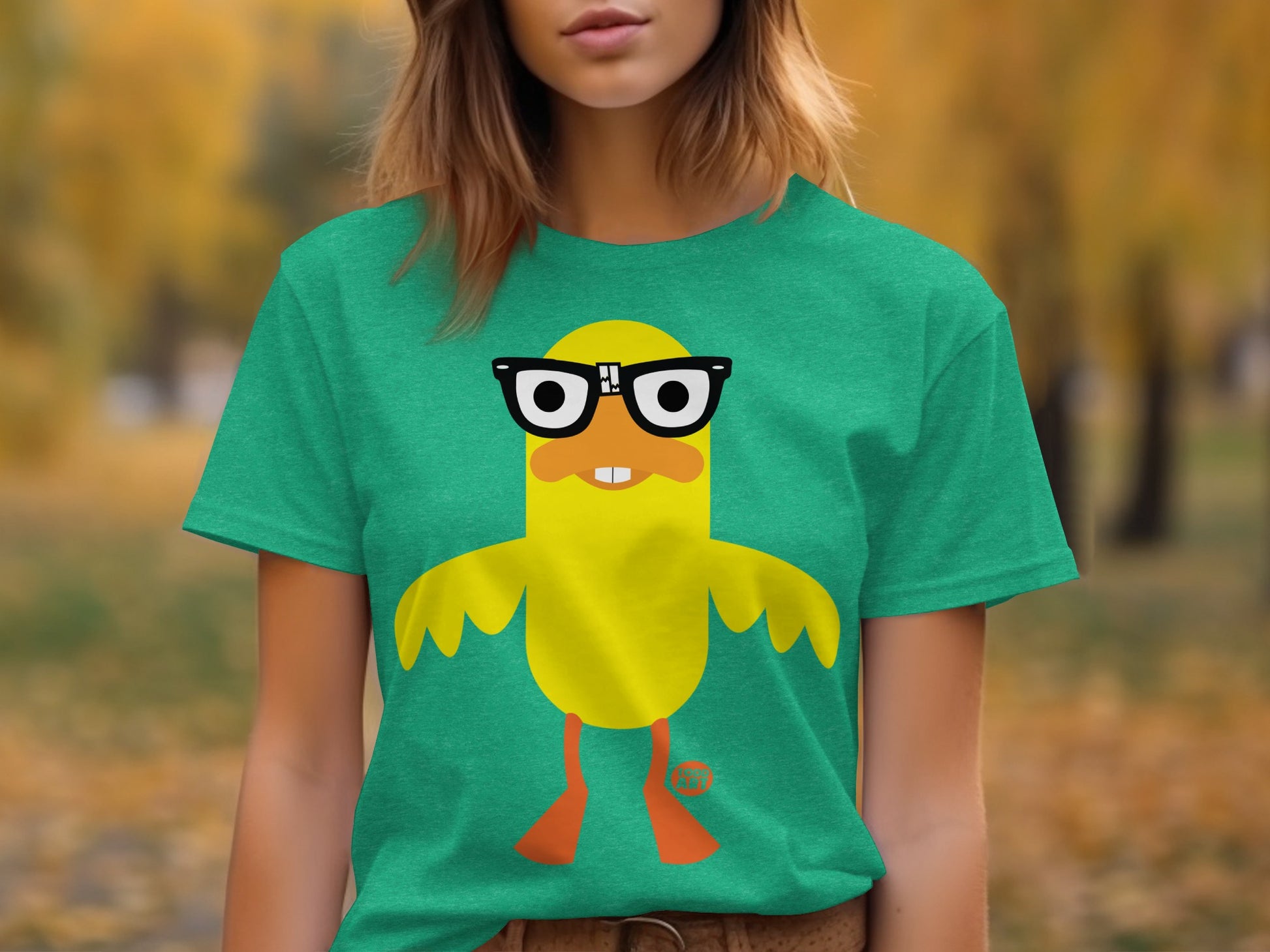 Cute Cartoon Duck Character with Glasses T-shirt
