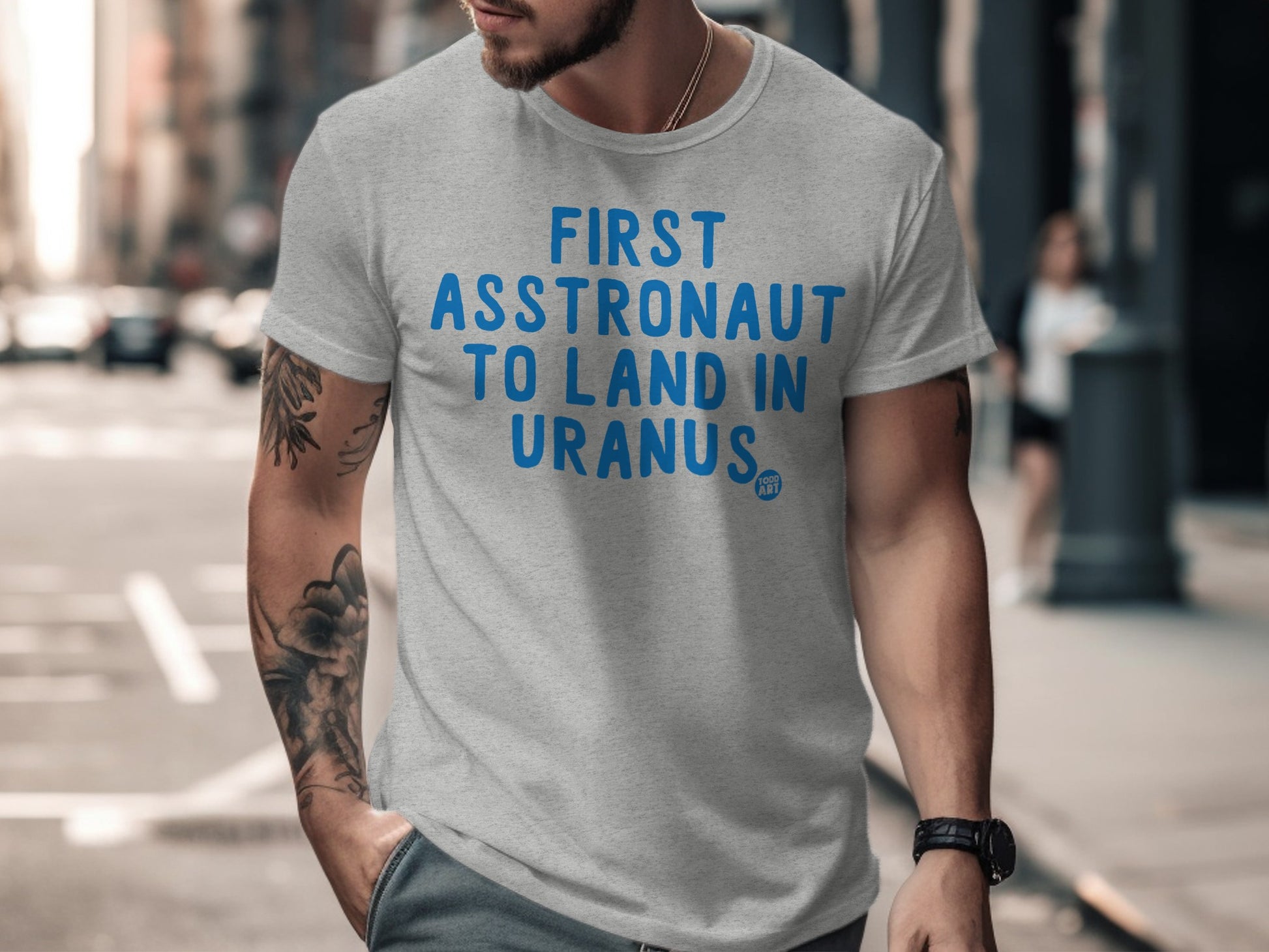 First Astronaut to Land in Uranus graphic t-shirt
