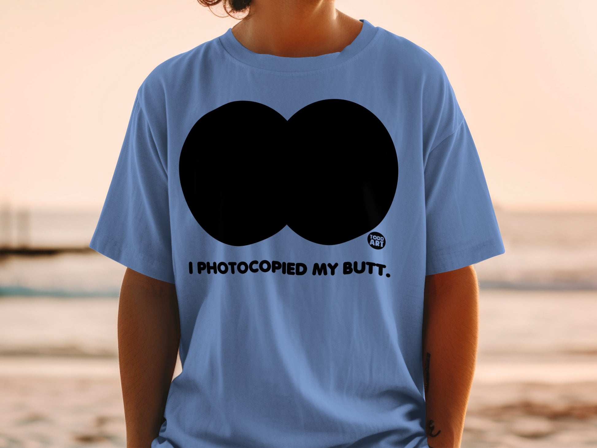 I PHOTOCOPIED MY BUTT TODD ART light blue t-shirt product type