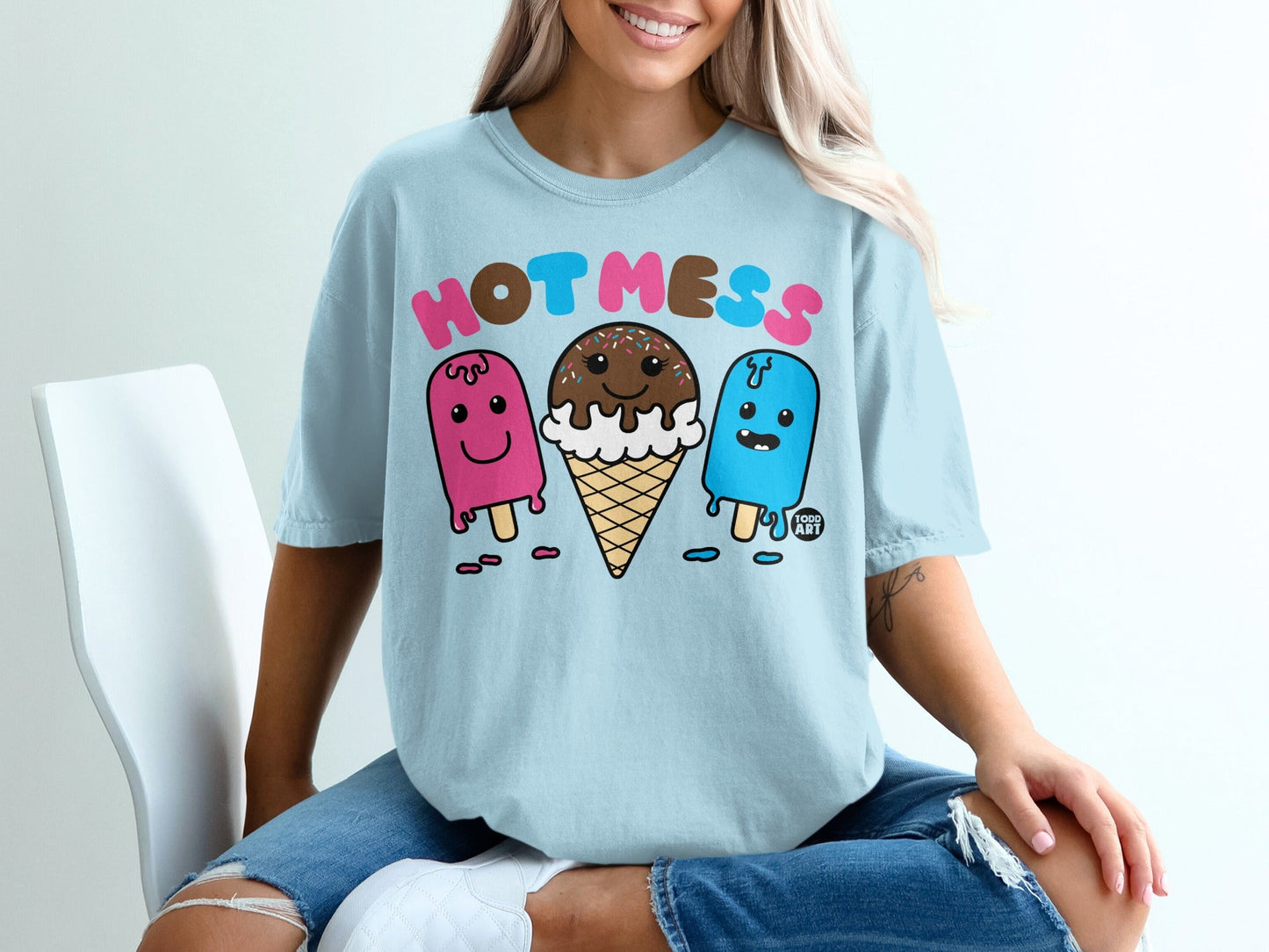 Hot Mess Ice Cream and Popsicle Characters T-shirt