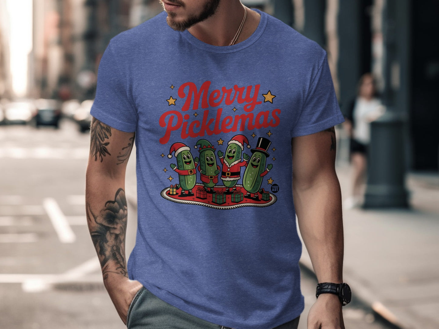 Festive Merry Picklemas Graphic Tee with Fun Design