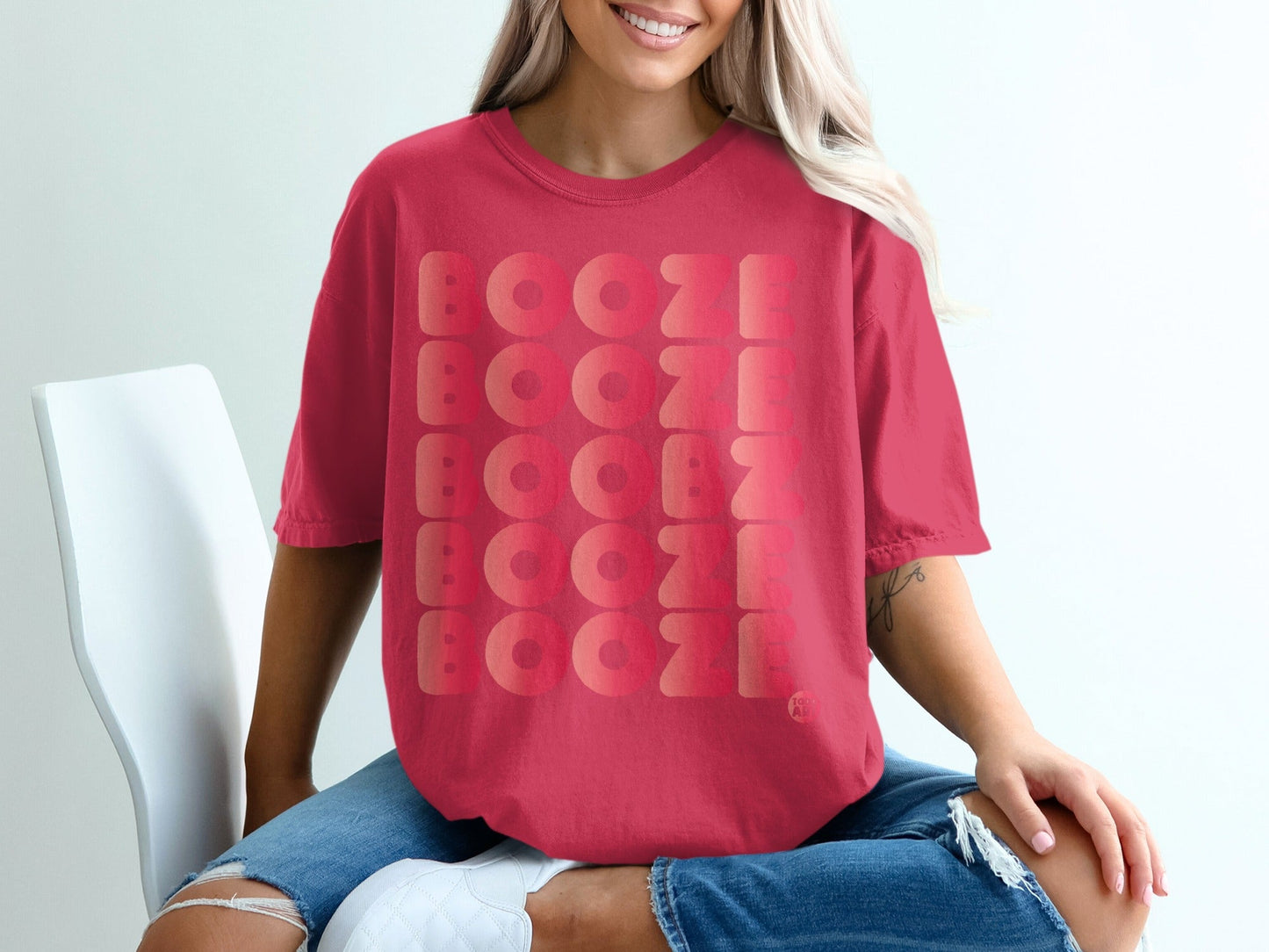 Red Booz T-Shirt with Bold Text Design