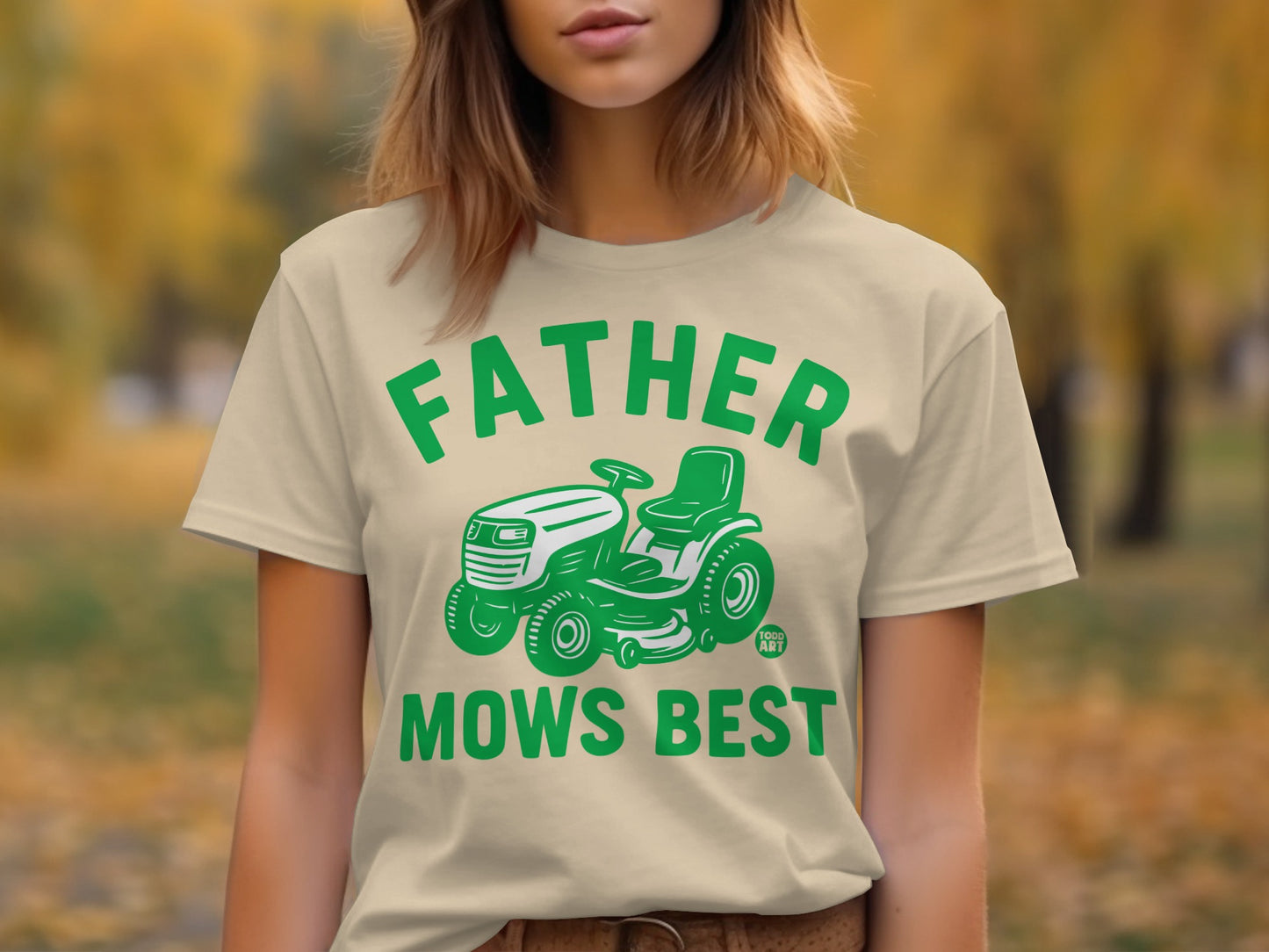 Father Mows Best Graphic Tee for Lawn Mower Enthusiasts