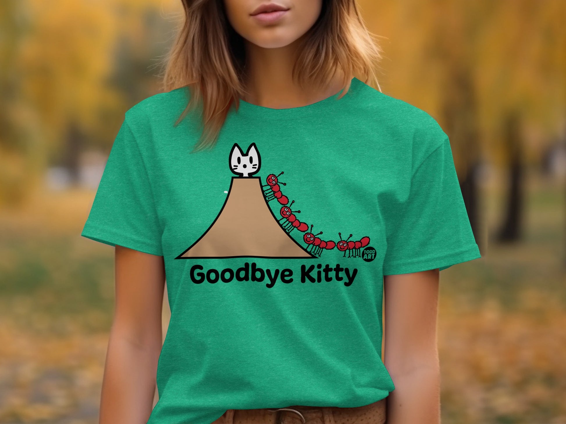 Goodbye Kitty Ants Cartoon Graphic T-Shirt