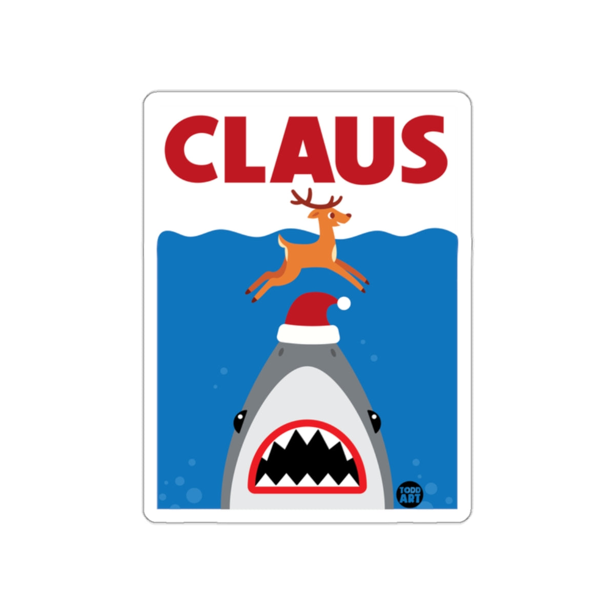 CLAUS Shark and Reindeer Fun Festive Art Poster