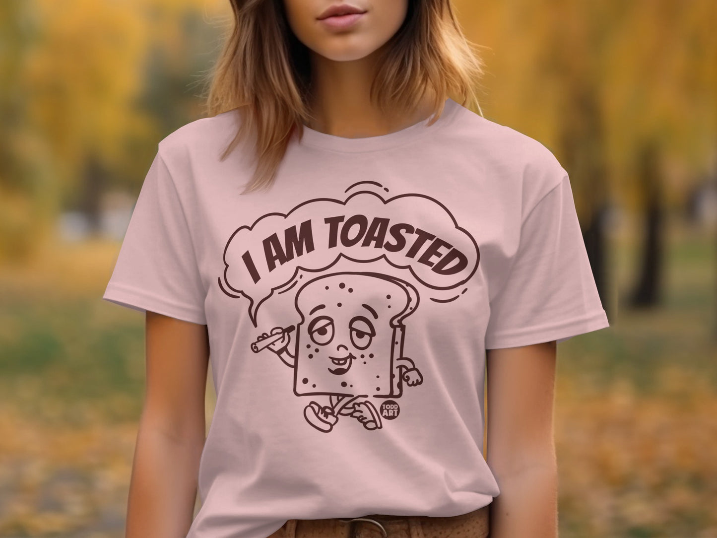 I Am Toasted Cartoon Bread Character T-shirt