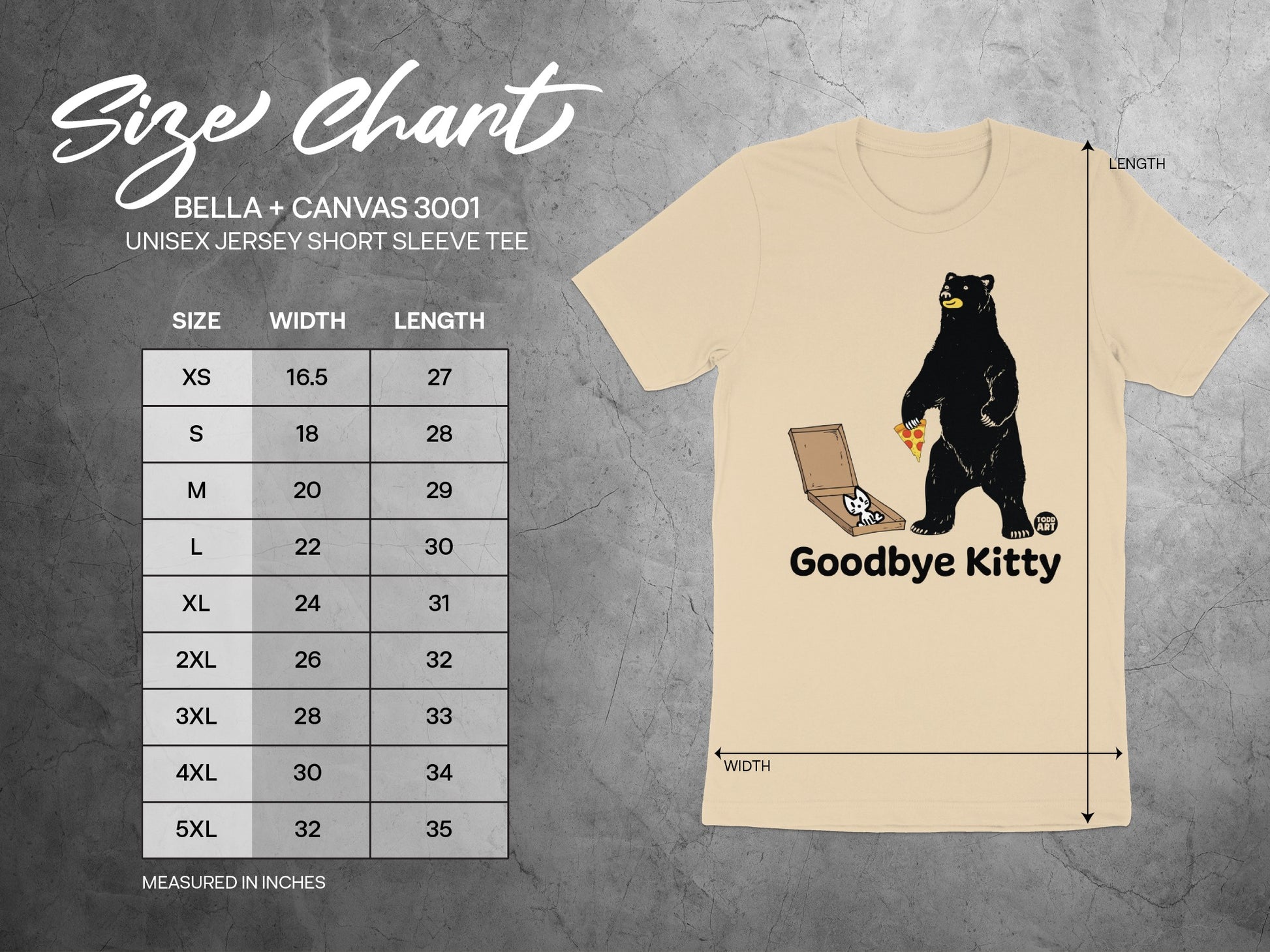 Bear with Pizza Goodbye Kitty Graphic Tee
