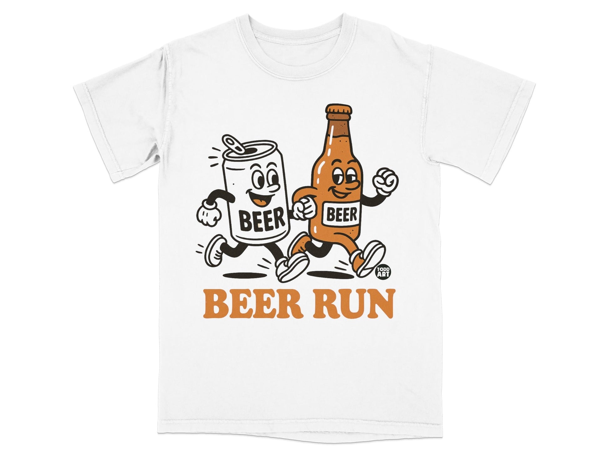 Beer Run Graphic Tee with Fun Cartoon Characters