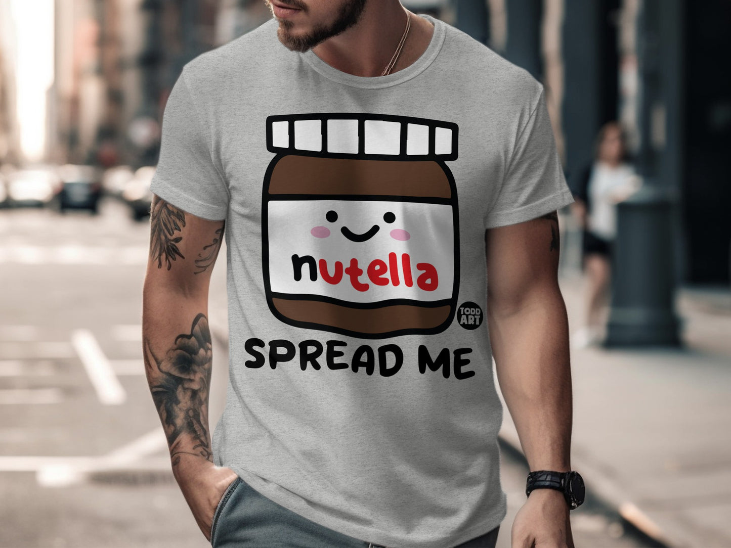 Spread Me Nutella Jar Graphic T-Shirt Fun Casual Tee