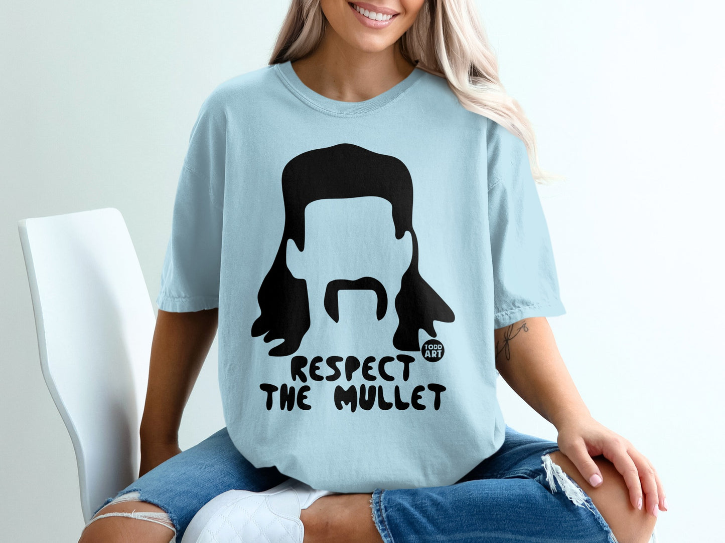 Mullet Hairstyle Respect The Mullet Light Blue product type