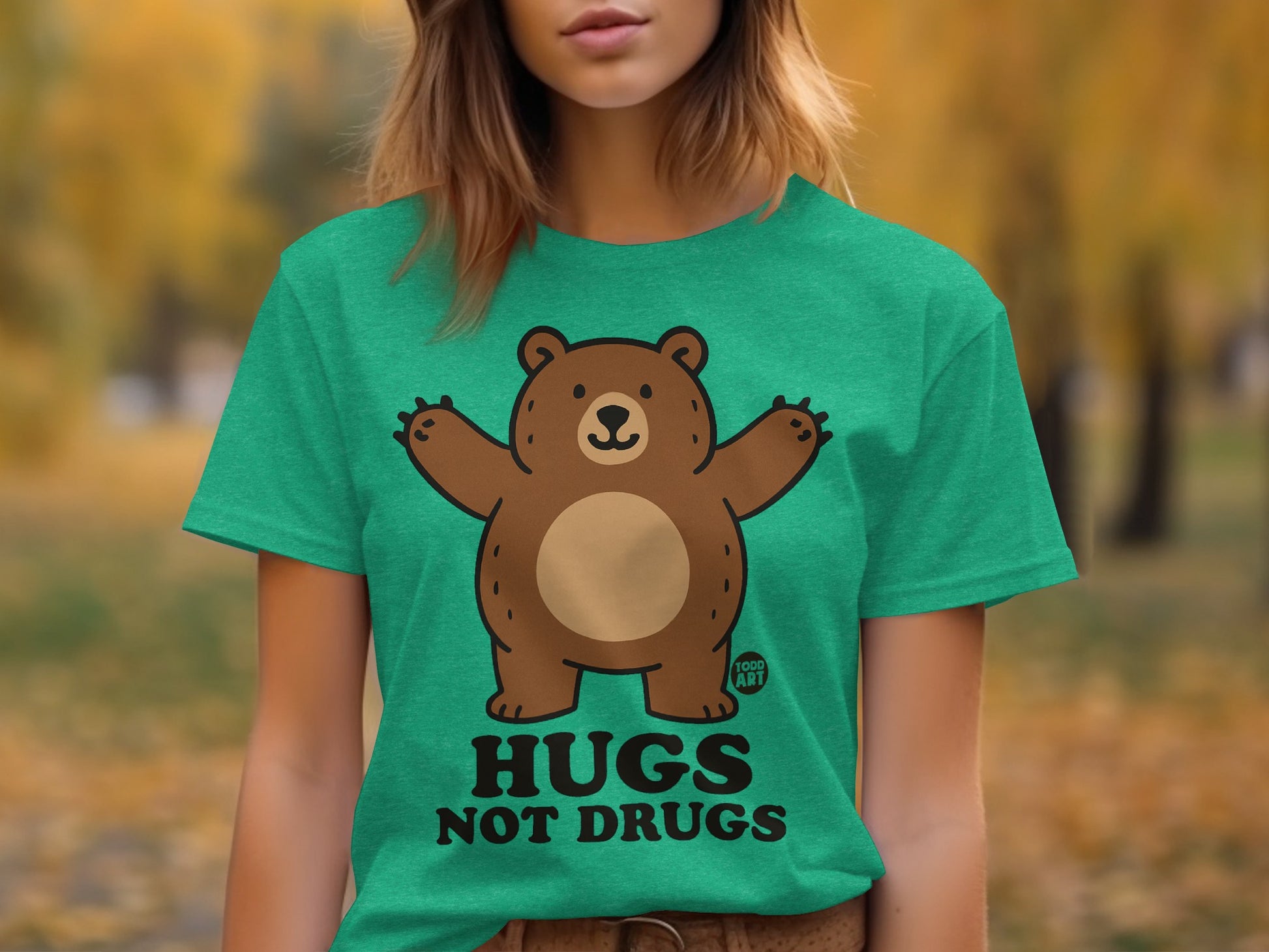 Hugs Not Drugs Cute Bear Design T-Shirt