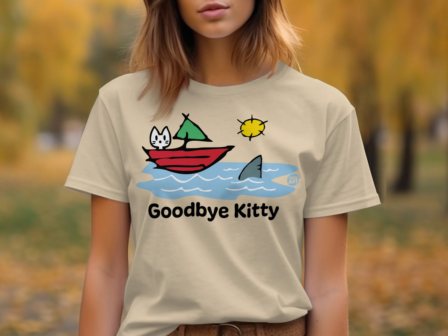 Cartoon Kitty Shark Design Goodbye Kitty Shirt