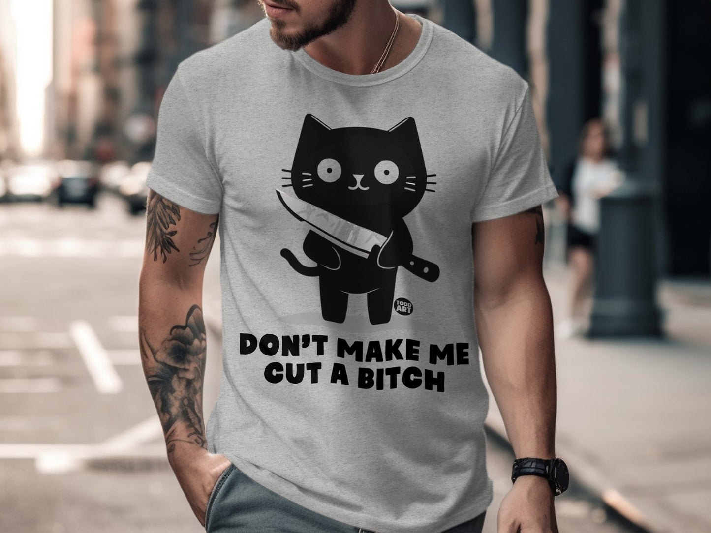Don't Make Me Cut A Bitch Funny Cat Knife T-shirt