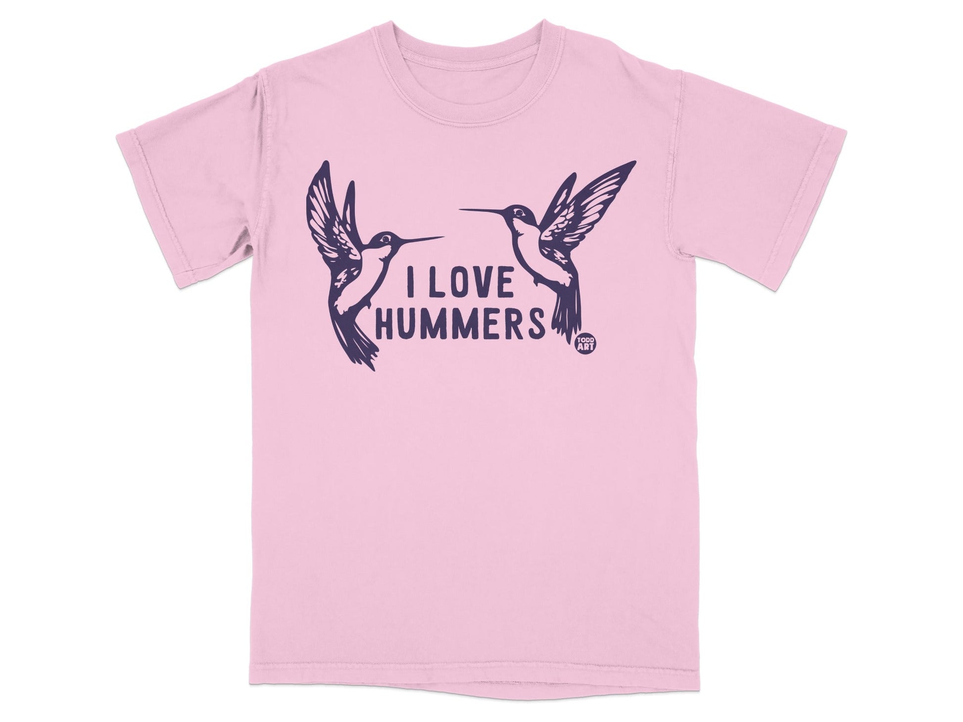 I Love Hummers Pink Graphic T-Shirt Kawaii Bird Design