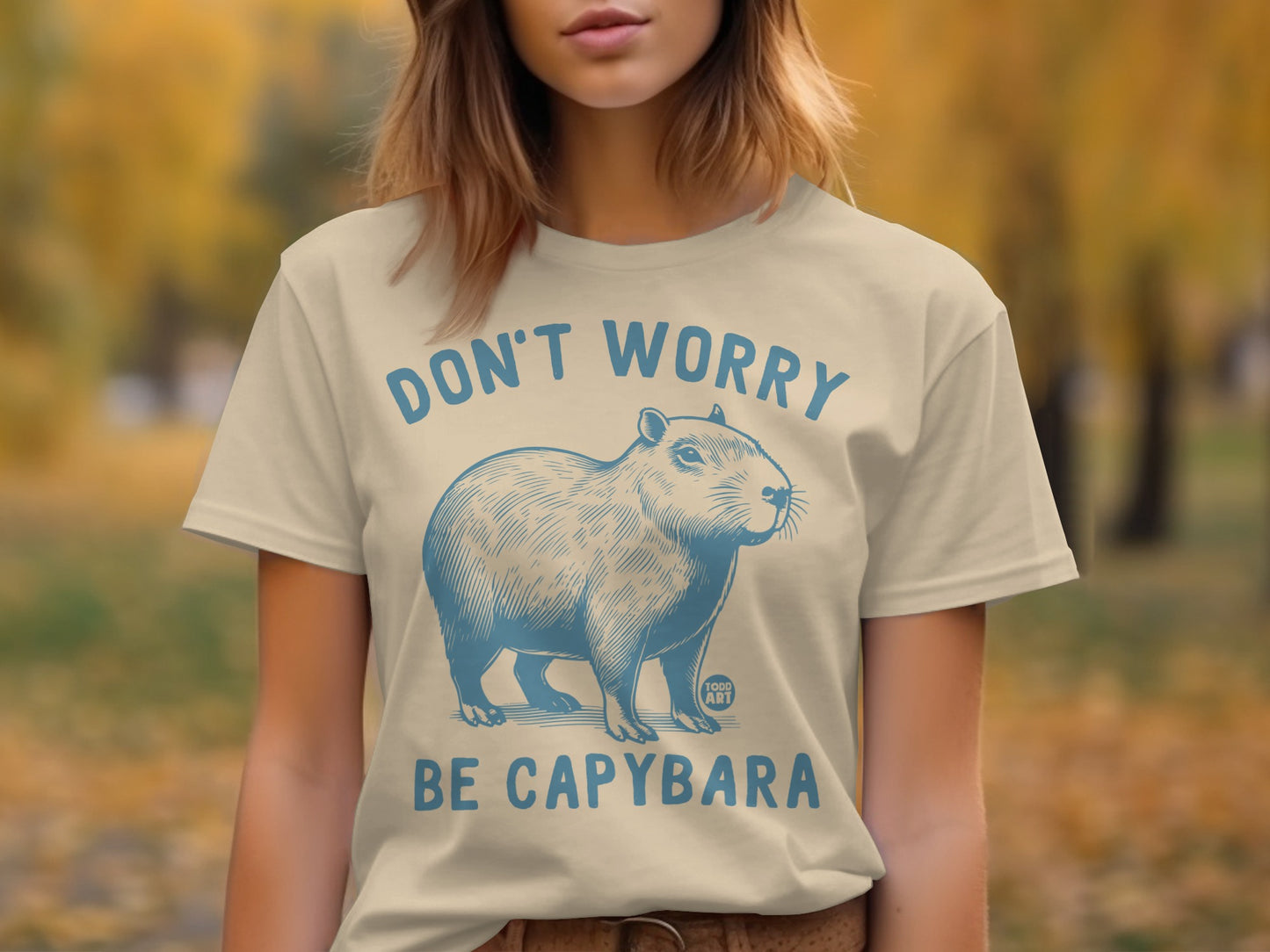 Don't Worry Be Capybara Cute Graphic T-shirt