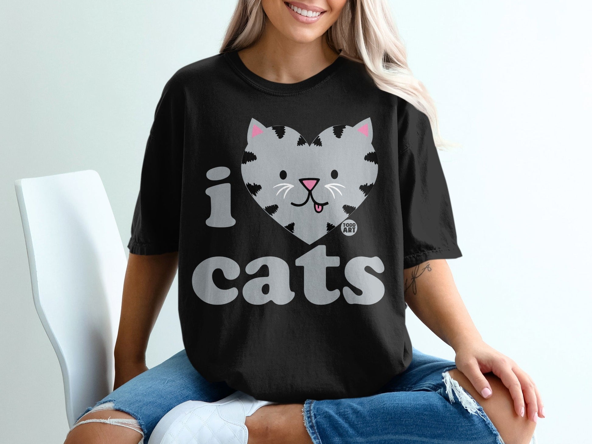 I Heart Cats Graphic Tee Funny Cat Lover T-shirt