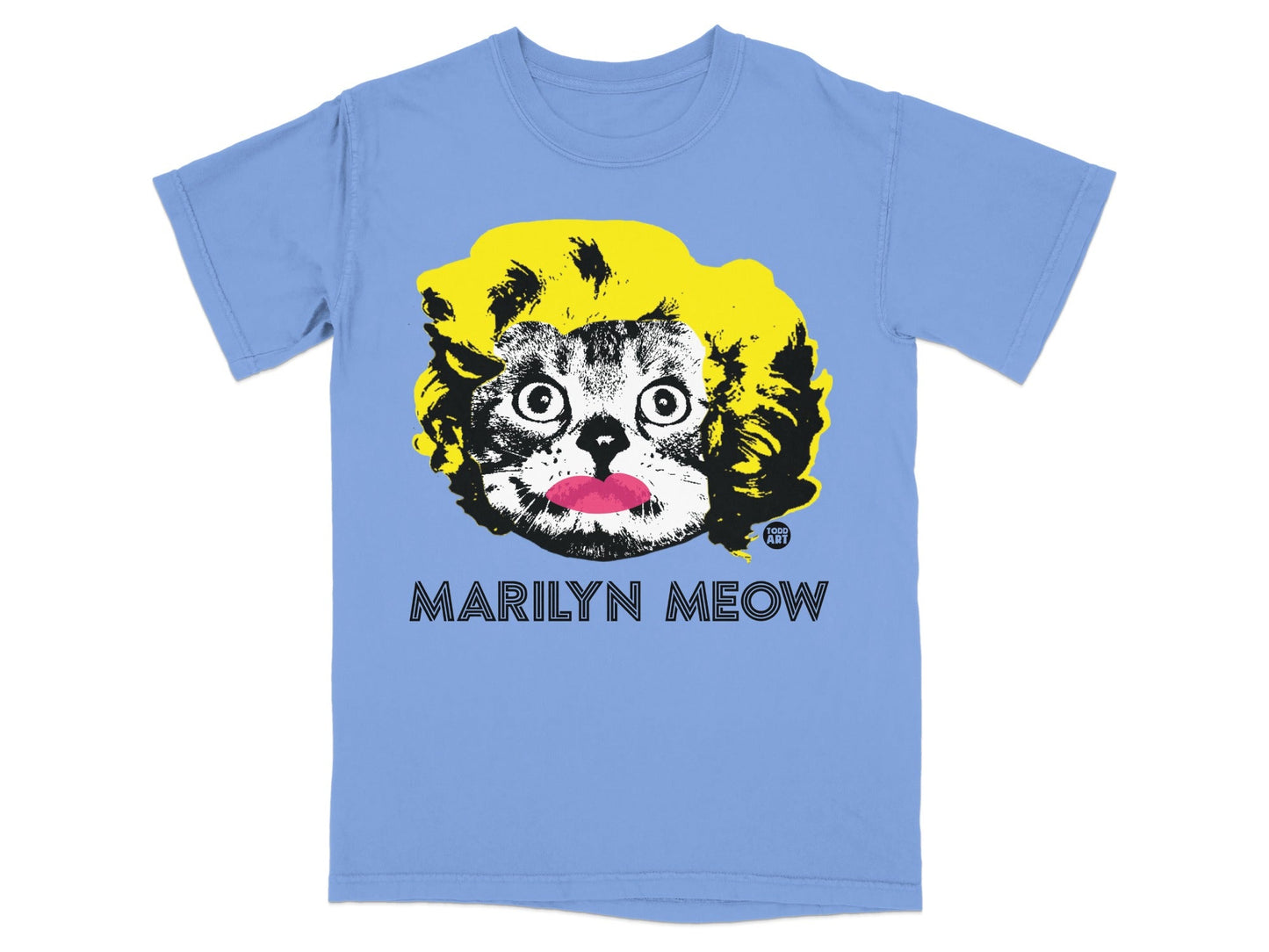 Marilyn Meow Graphic Print Blue T-Shirt