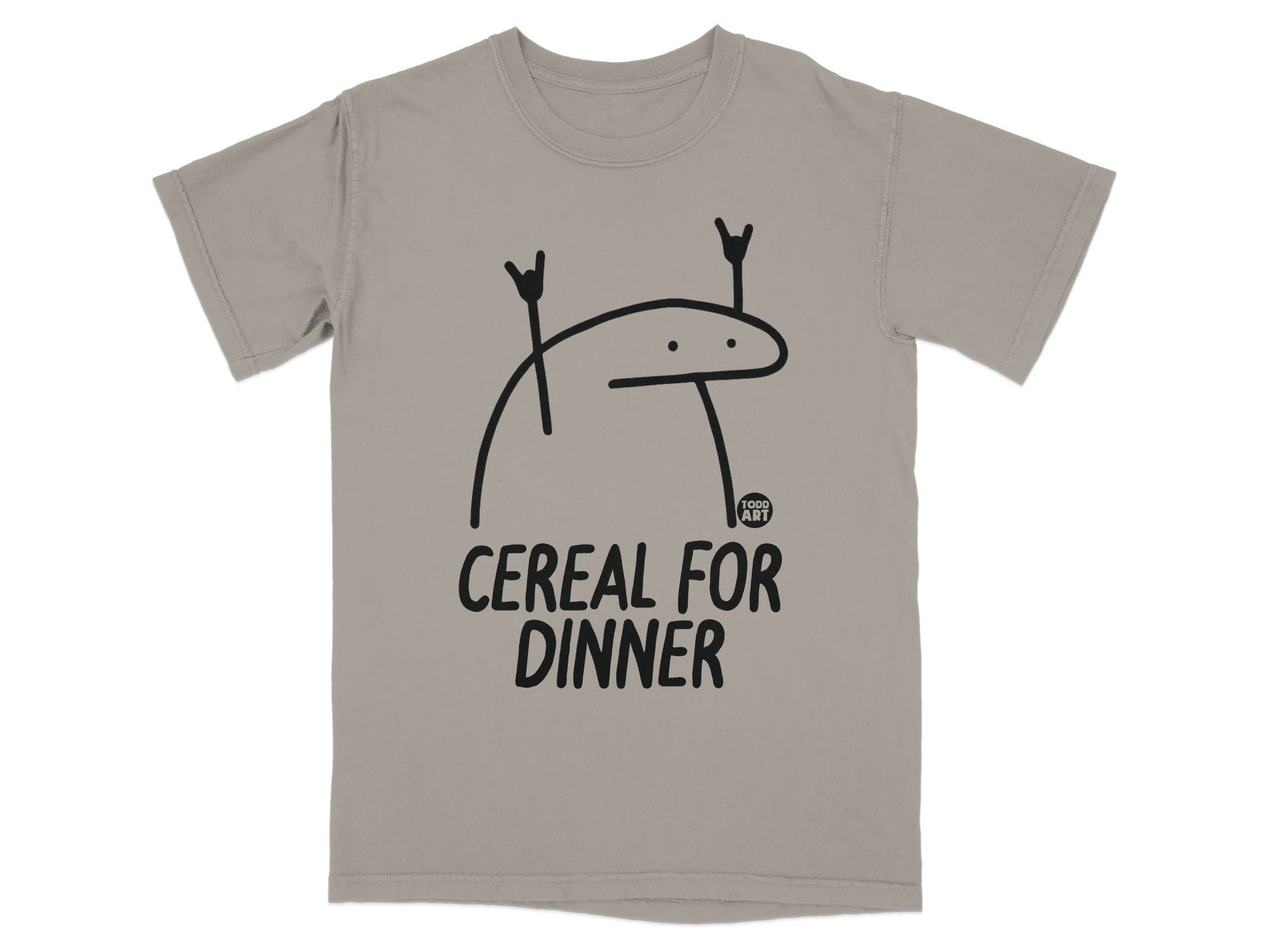 Cereal For Dinner Funny Graphic T-Shirt Todd Art Design