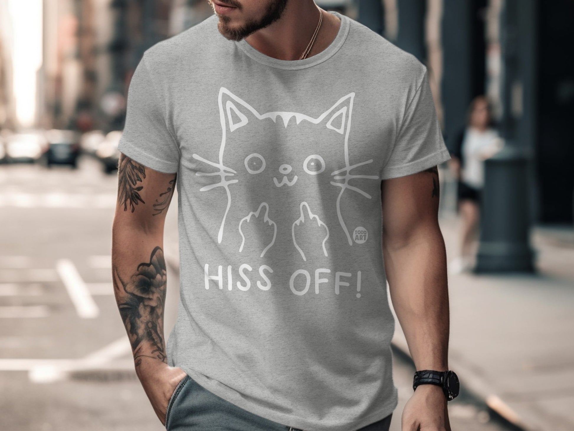 Hiss Off Cat Graphic T-Shirt for Bold Attitude