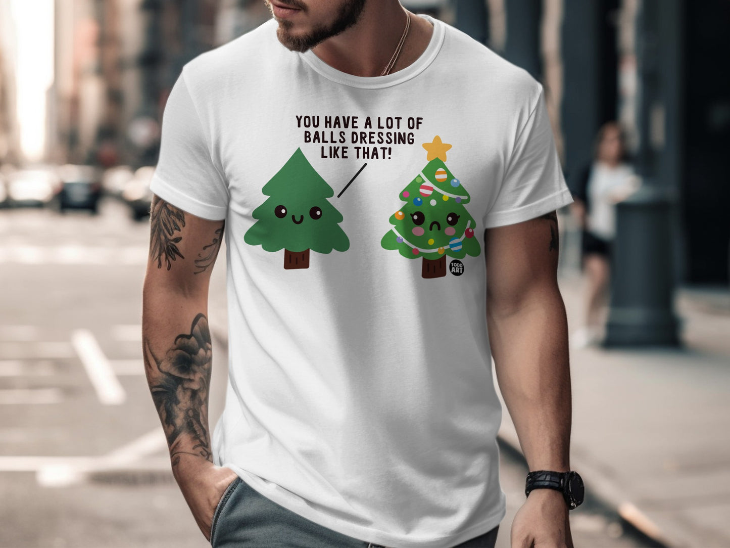 Funny Christmas Trees Graphic Tee Holiday Shirt