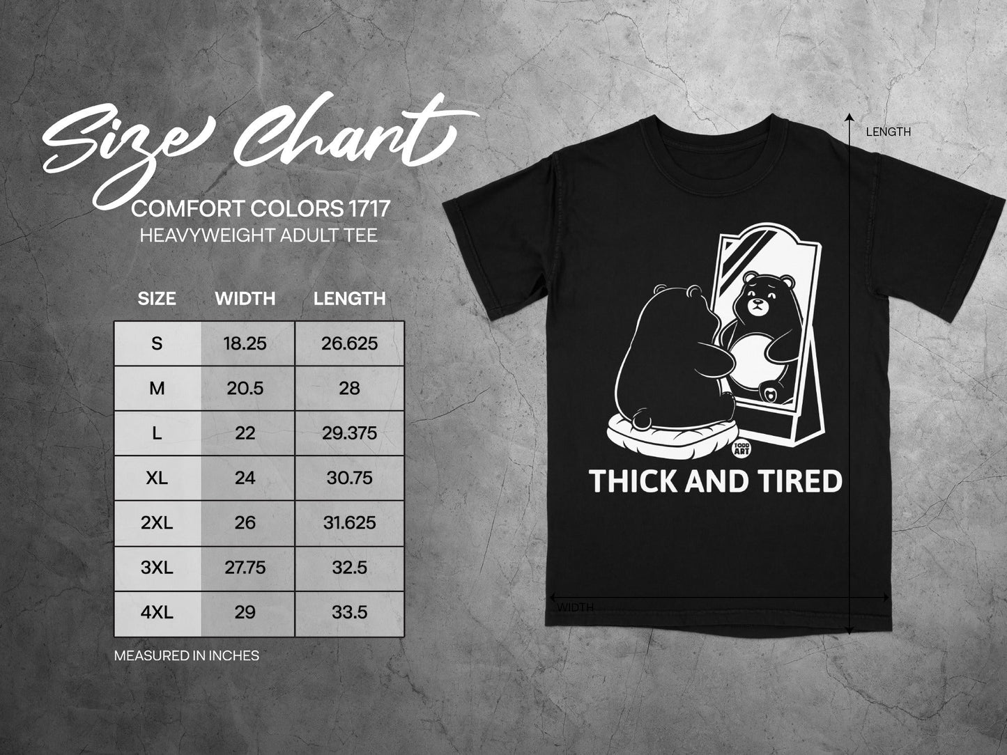 THICK AND TIRED Design on Comfort Colors 1717 Tee