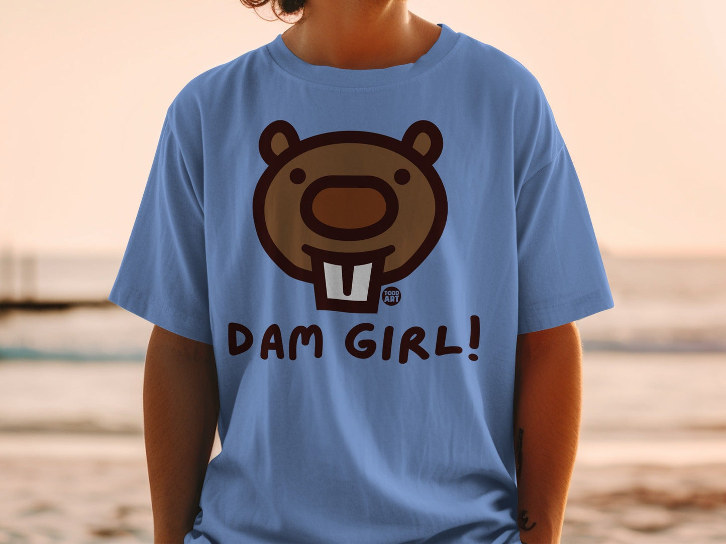 Funny Beaver with Dam Girl Printed Tee