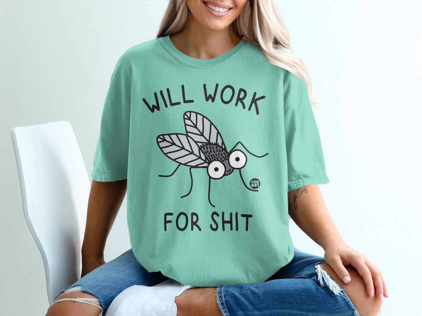Will Work for Shit Funny Graphic Tee Shirt