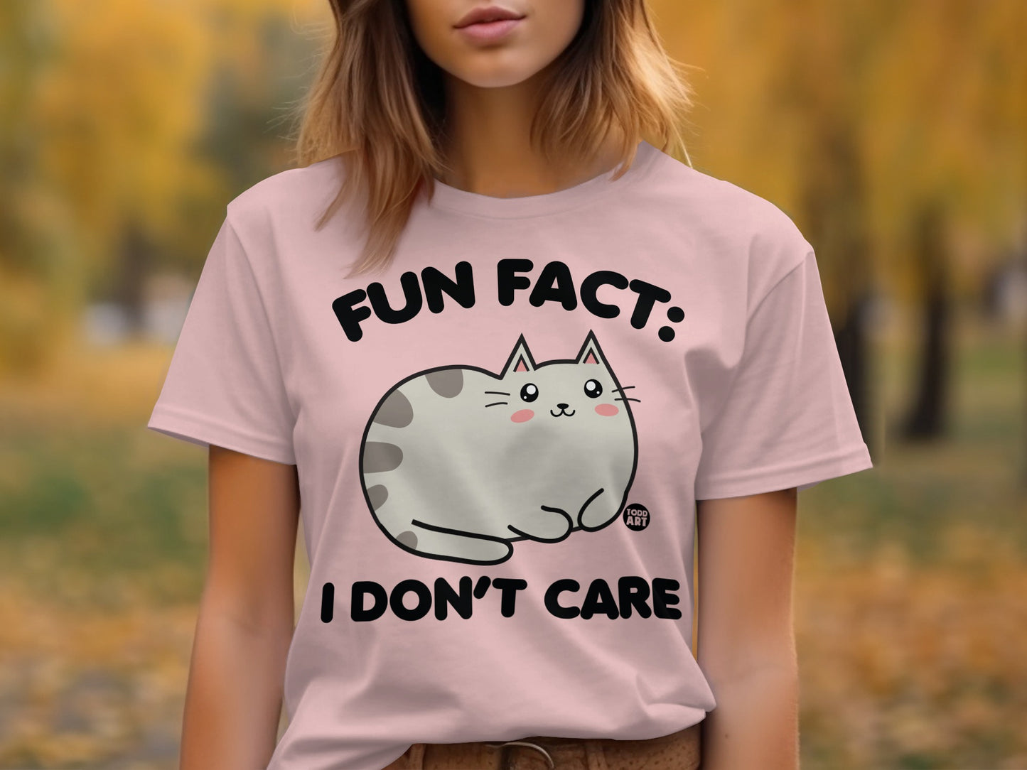 Fun Fact I Don't Care Cat Graphic Tee product